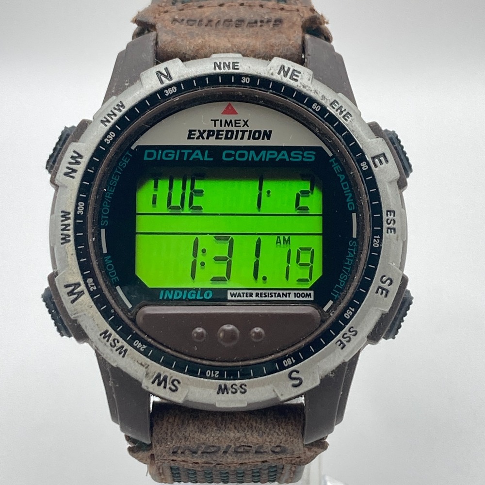 Timex Expedition Men's Watch 42mm Digital Compass Indiglo Alarm Date New Battery